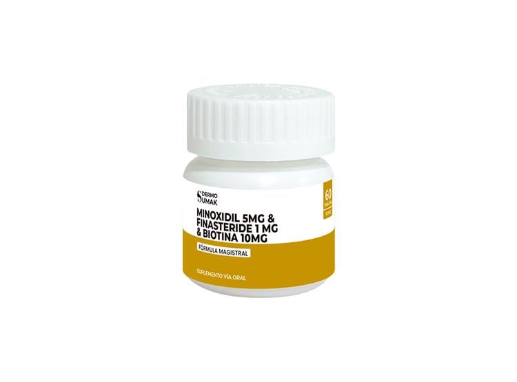 FINASTERIDE 1MG Y MINOXIDIL 5MG Y BIOTINA 10MG 60 CAP DERMO SUMAK - 2