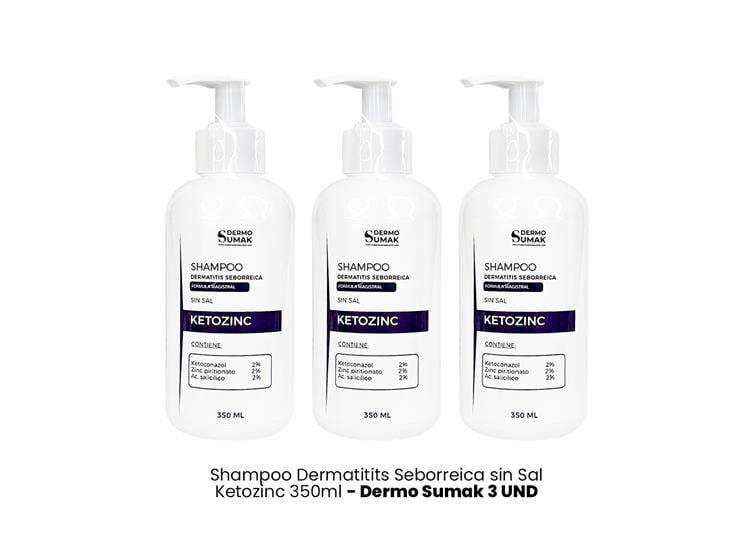 SHAMPOO KETOZINC SIN SAL 350ML DERMO SUMAK 3 UND - 2
