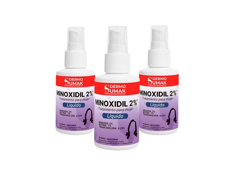 LOCIÓN MINOXIDIL MUJER 2% 60ML DERMO SUMAK 3 UND - 2