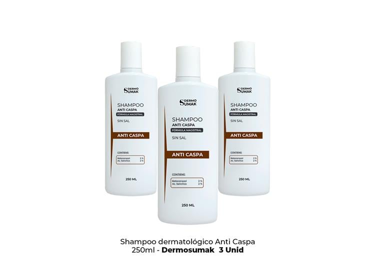 SHAMPOO ANTI CASPA SIN SAL 250ML DERMO SUMAK 3 UND - 2