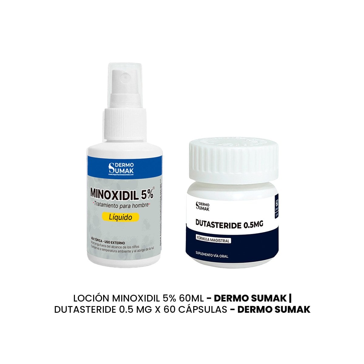 DÚO MINOXIDIL 5MG LOCIÓN + DUTASTERIDE 0.5MG 60 CAPS DERMOSUMAK - 1