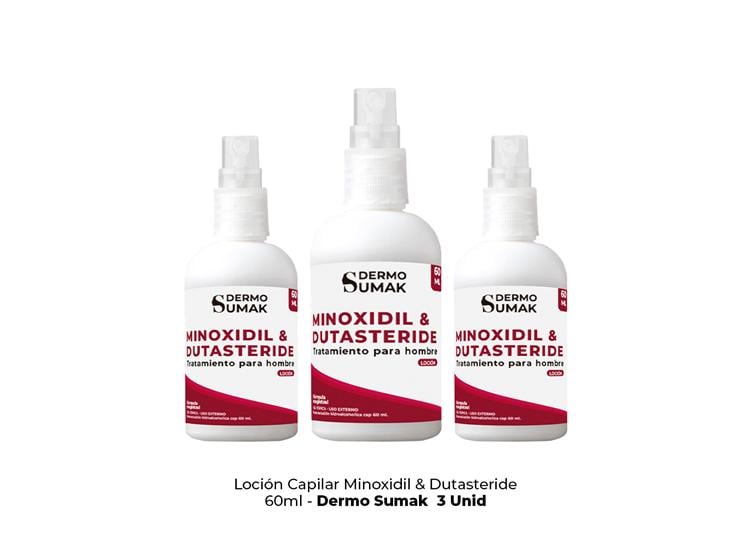 LOCIÓN MINOXIDIL 5% Y DUTASTERIDE 0.5% 60ML DERMO SUMAK 3 UND - 2