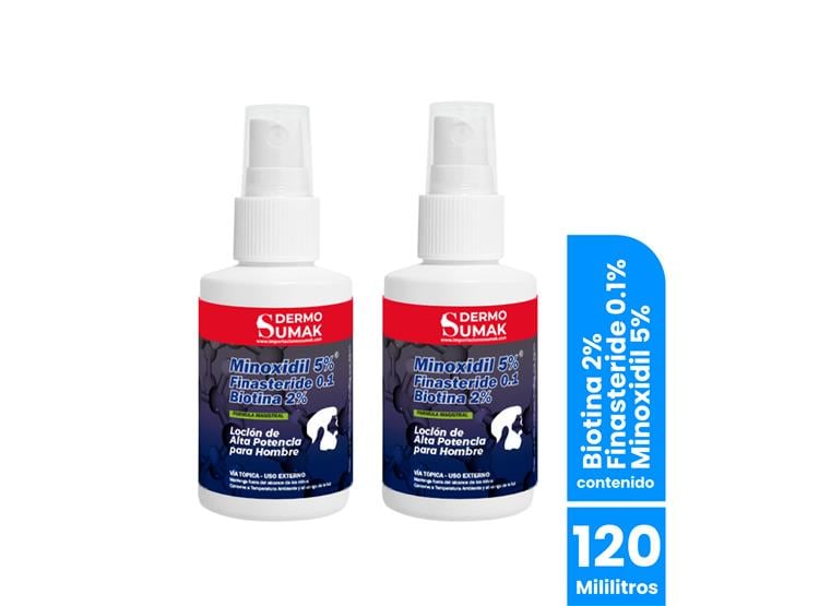 LOCION MINOXIDIL5% Y FINASTERIDE0,1 Y BIOTINA2% 60ML DERMO SUMAK 2 UND - 1