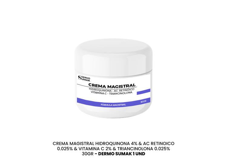 CREMA MAGISTRAL HIDROQUINONA 4% & AC RETINOICO 0.025% & VITAMINA C 2% & TRIANCINOLONA 0.025% DERMO SUMAK - 2
