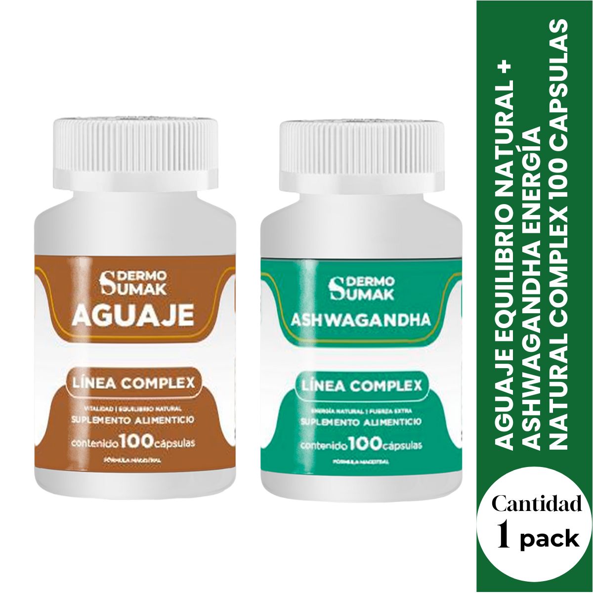 SUPLEMENTO AGUAJE EQUILIBRIO NATURAL + ASHWAGANDHA ENERGÍA NATURAL COMPLEX 100 CAPSULAS - 1