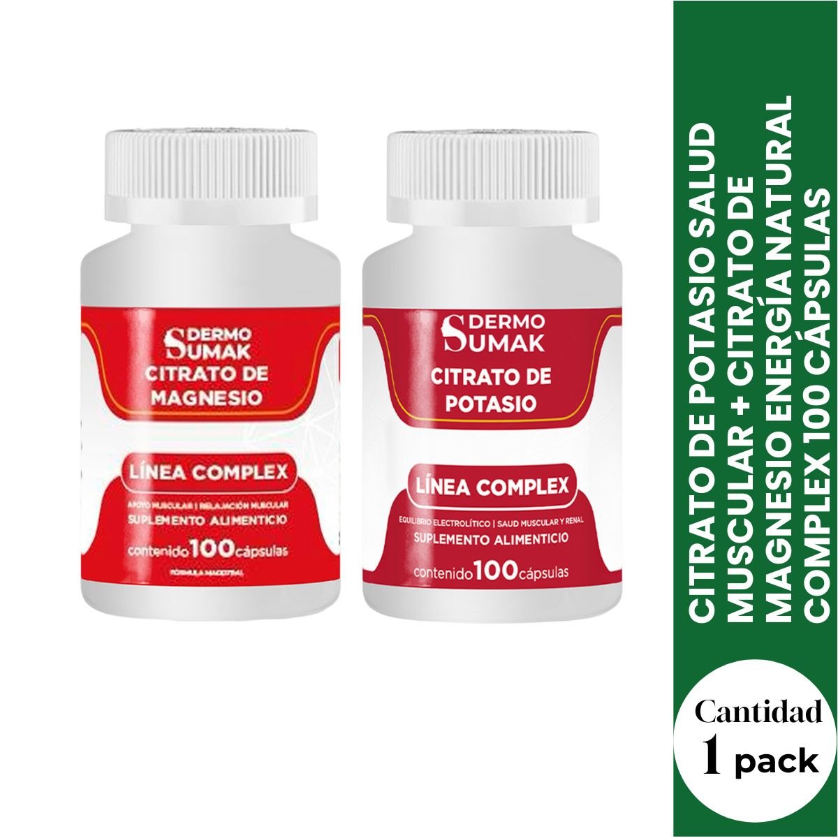 SUPLEM. CITRATO DE POTASIO SALUD MUSCULAR + CITRATO DE MAGNESIO ENERGÍA NATURAL COMPLEX 100 CÁPSULAS - 1