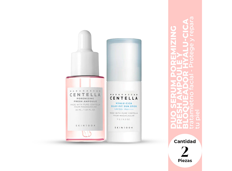 DÚO POREMIZING AMPOULE 30ML + HYALU-CICA SUN SERUM MINI SKIN1004 - 3
