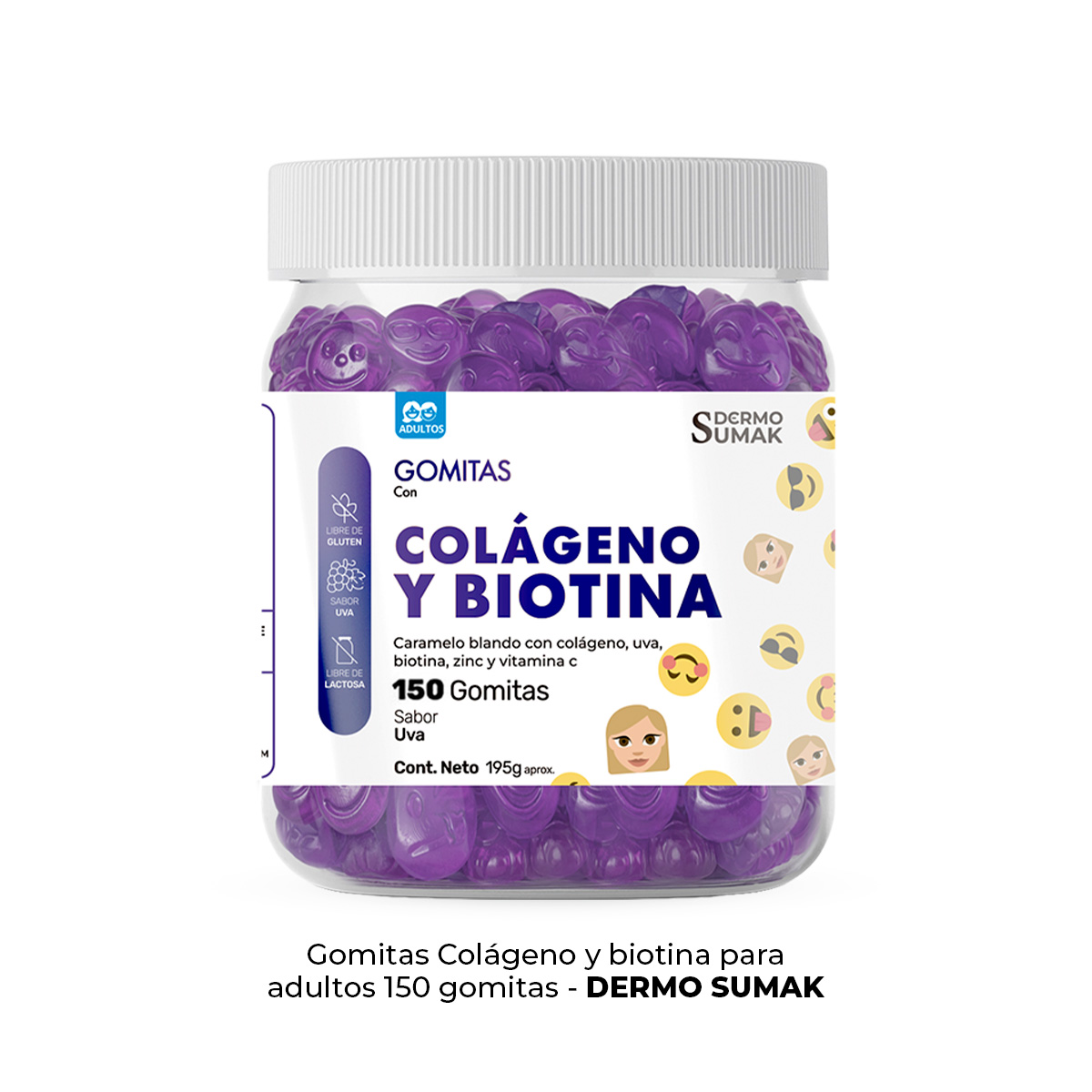 GOMITAS COLÁGENO Y BIOTINA - ADULTO 150 GOMITAS - DERMO SUMAK - 1