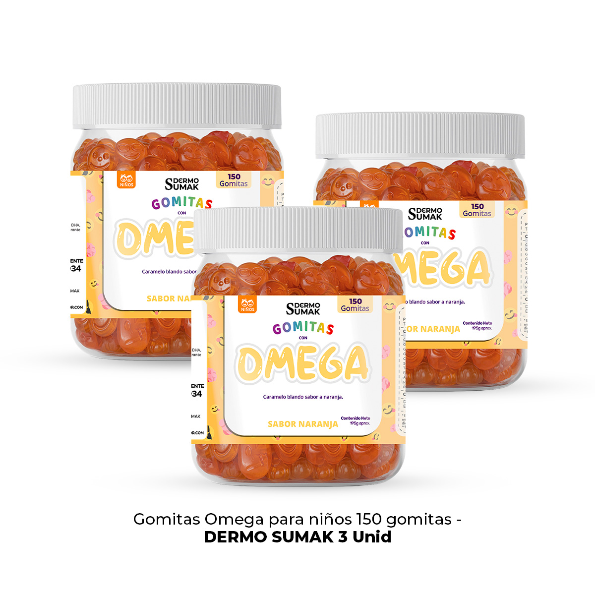 GOMITAS OMEGA NIÑOS 150 GOMITAS - DERMO SUMAK 3 UNIDADES - 1