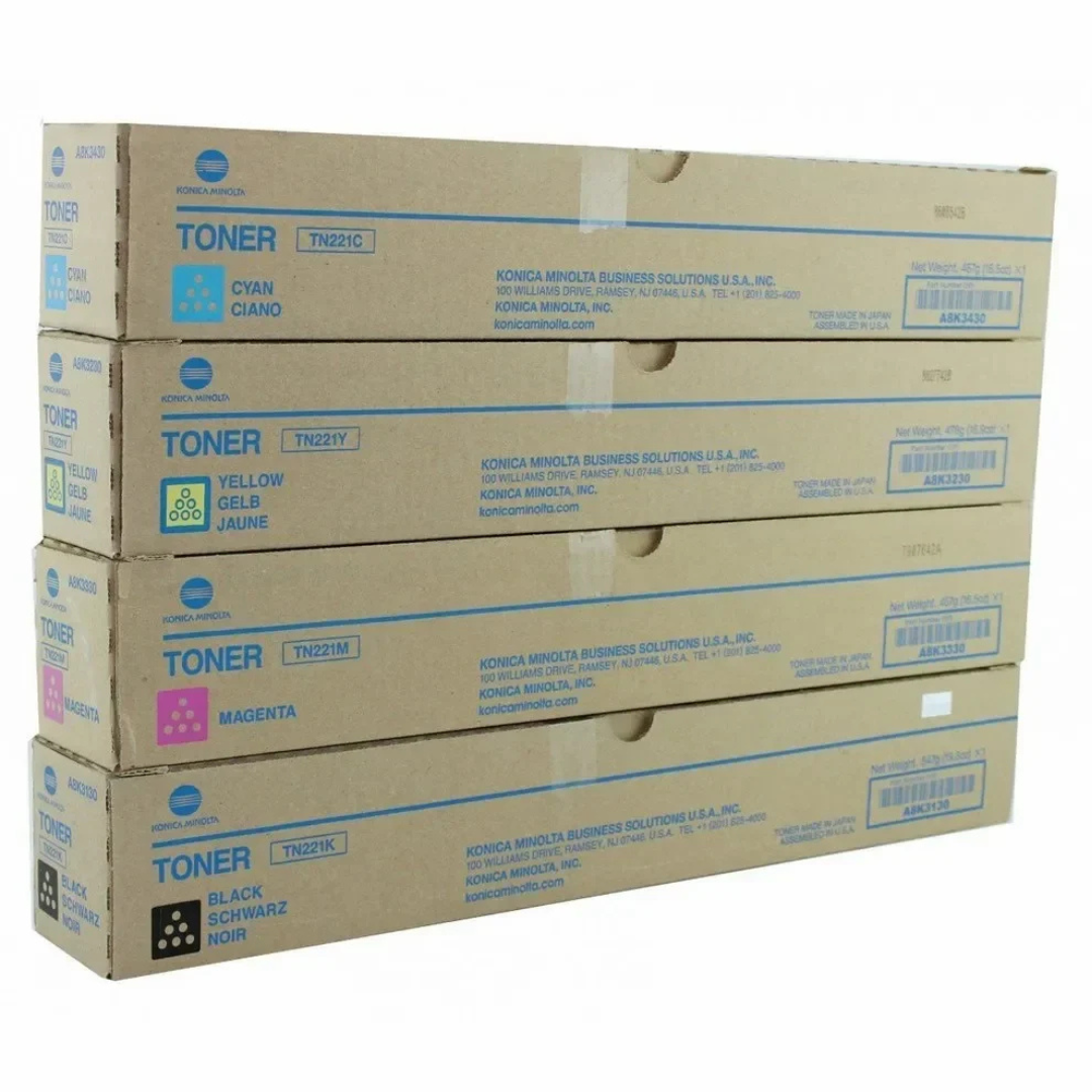 PACK DE TONER DE IMPRESION KONICA MINOLTA TN-221 COLOR NEGRO, CIAN, MAGENTA, AMARILLO - 1