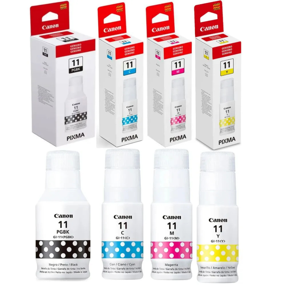 PACK DE TINTA DE IMPRESION CANON GI-11 NEGRO, CIAN, MAGENTA, AMARILLO - 1