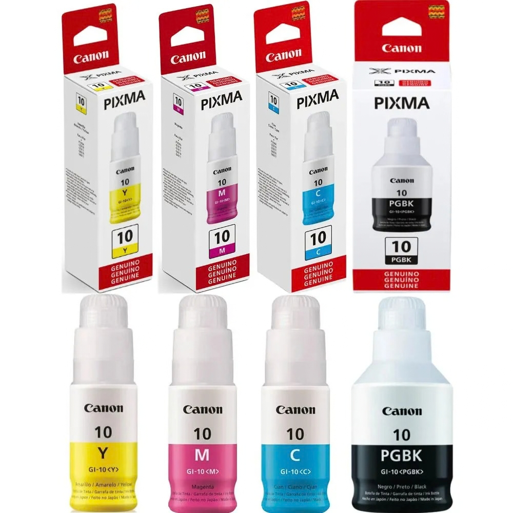 PACK DE TINTA CANON GI-10 NEGRO, CIAN, MAGENTA, AMARILLO - 1