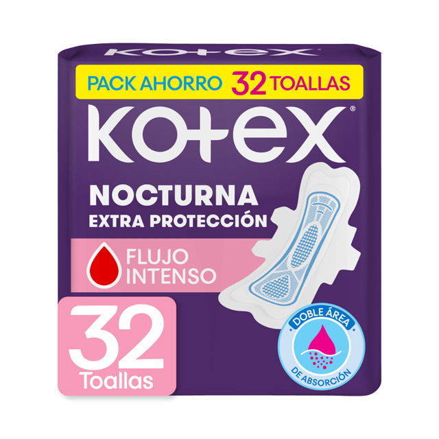TOALLA FEMENINA KOTEX NOCTURNA TELA CON ALAS X32 UN - 1