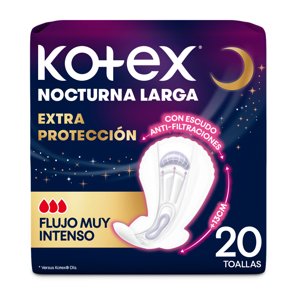 TOALLA FEMENINA KOTEX NOCTURNA TELA CON ALAS X20 UN - 1