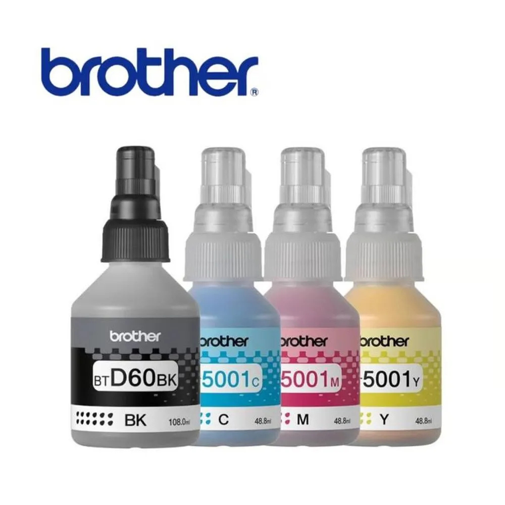 PACK DE TINTA BROTHER BTD60BK Y BT5001 NEGRO, CIAN, MAGENTA, AMARILLO - 1