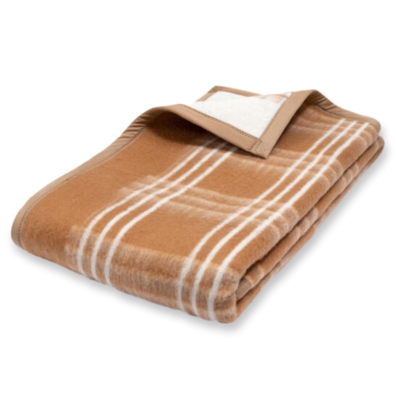 FRAZADA HILTON LISTADO BEIGE CON BLANCO EN QUEEN SIZE - 2
