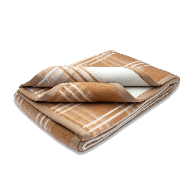 FRAZADA HILTON LISTADO BEIGE CON BLANCO EN QUEEN SIZE - 3