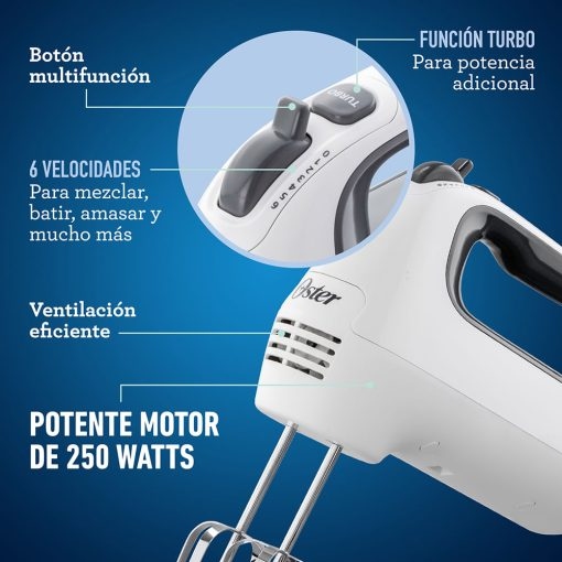 BATIDORA DE MANO OSTER CON 6 VELOCIDADES Y FUNCIÓN TURBO FPSTHM3532 - 3