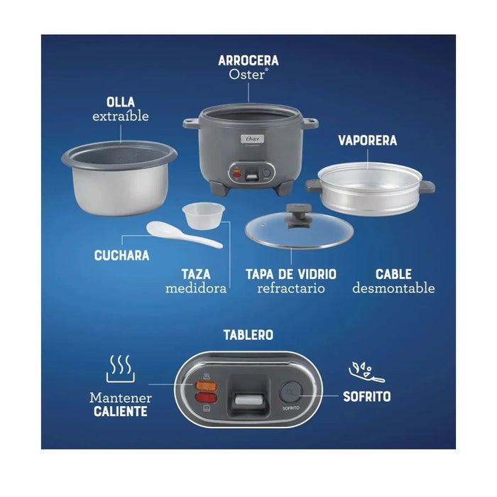 OLLA ARROCERA OSTER 1.8L 3 EN 1 FUNCIÓN DE SOFRITO VAPORERA GRIS - 3