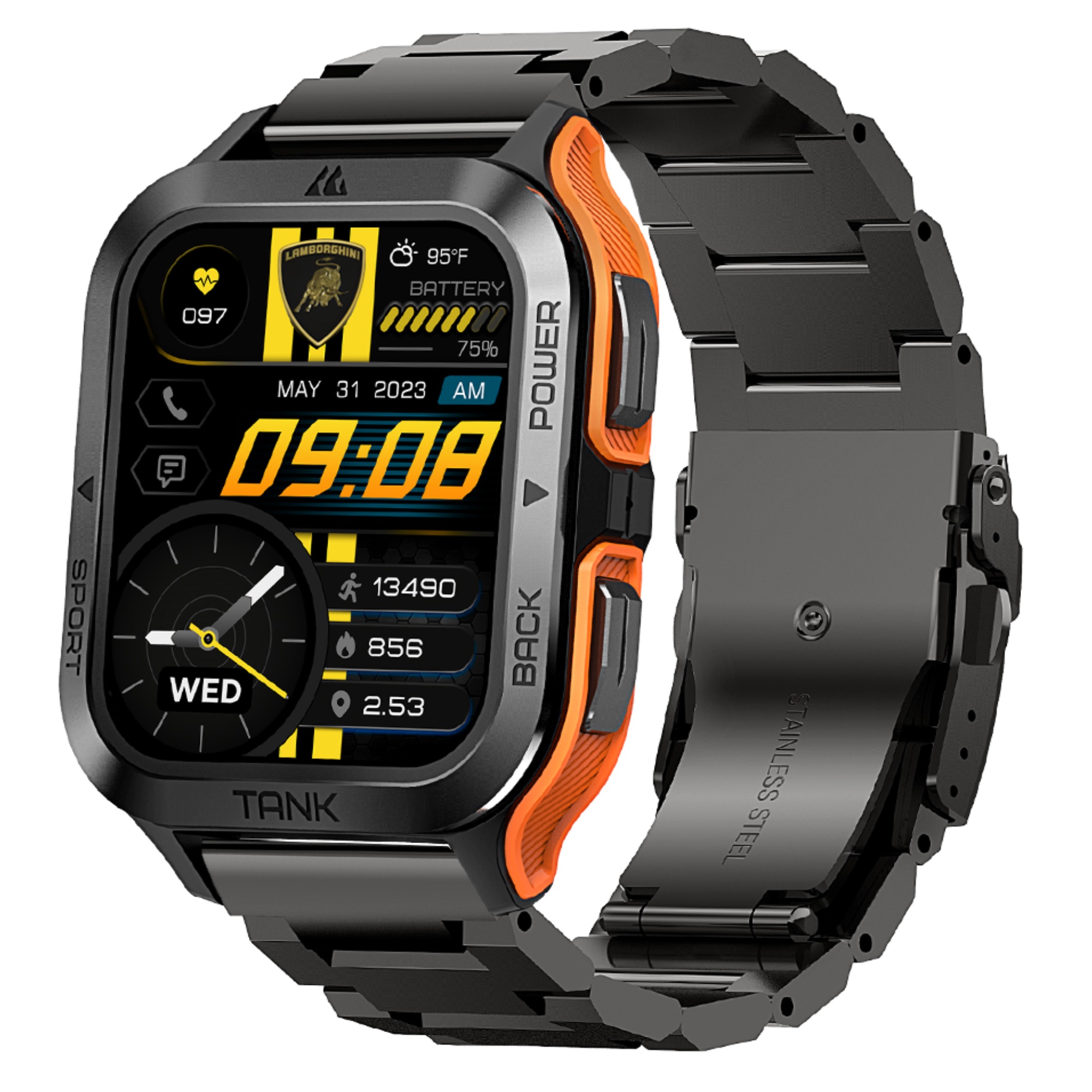 SMARTWATCH LAMBORGHINI AVENTADOR CERCHIO NEGRO METAL - 4