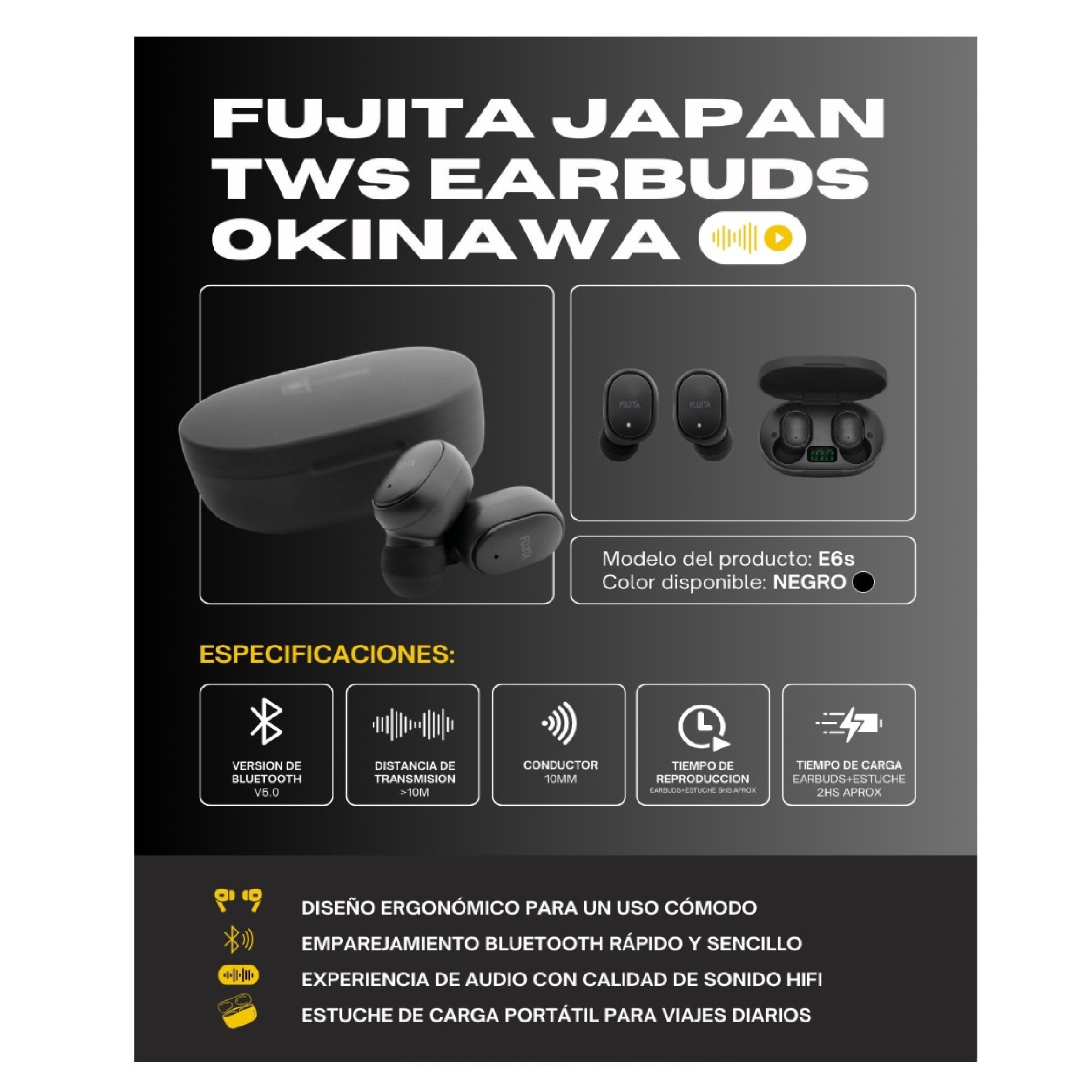 FUJITA JAPAN TWS EARBUDS OKINAWA E6S - 4