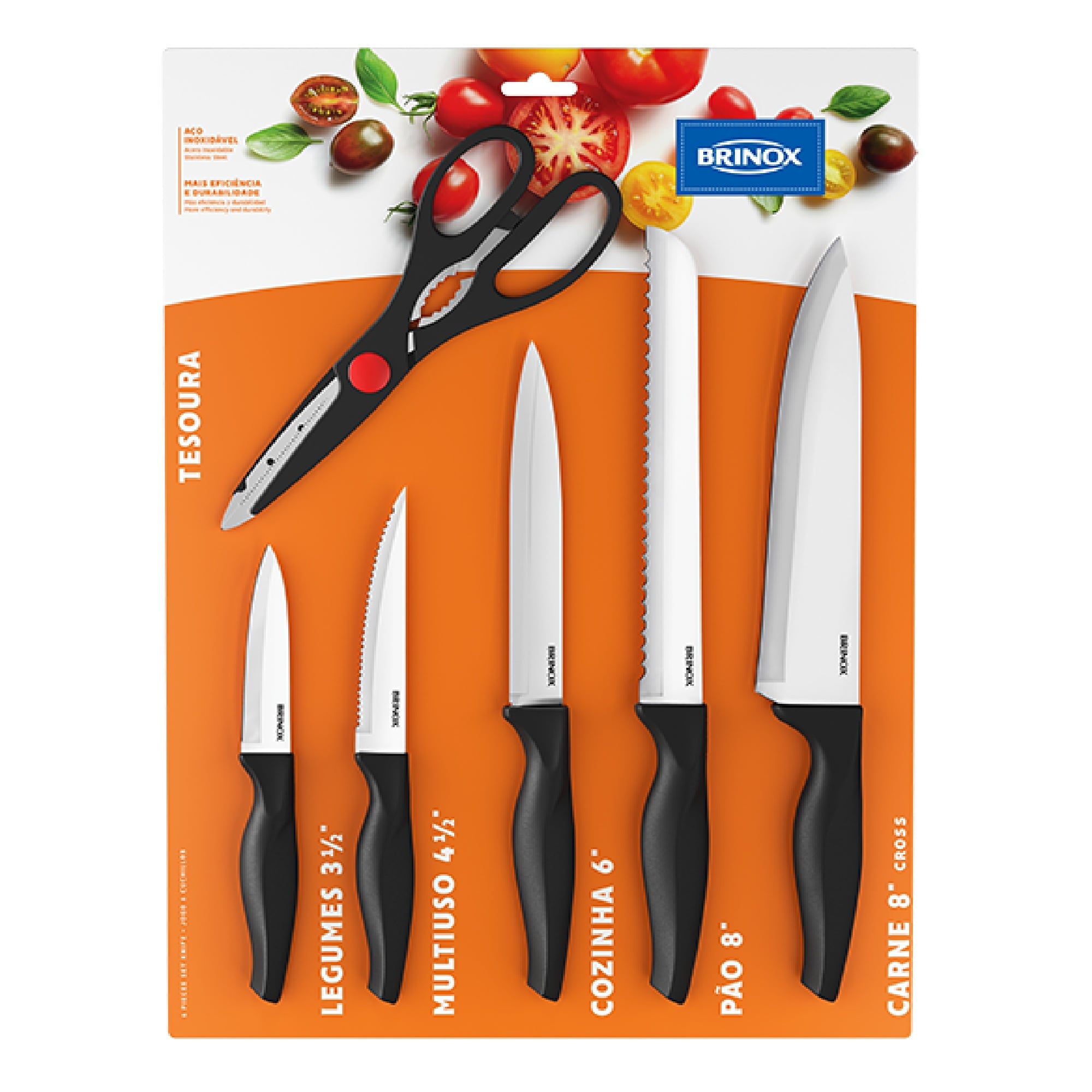 JUEGO DE CUCHILLOS 6 PIEZAS ACERO INOXIDABLE BRINOX CROSS - 1
