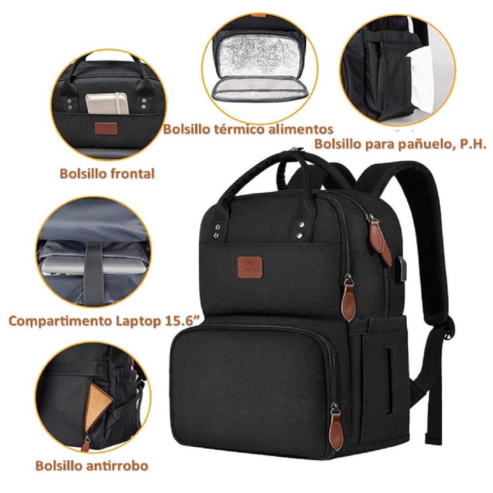 MOCHILA MATEIN 1162 TERMICA CLASICO LONCHERA USB PORTALAPTOP 15.6 - 2
