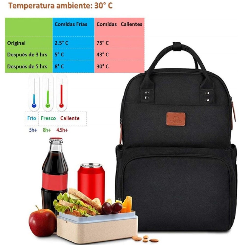 MOCHILA MATEIN 1162 TERMICA CLASICO LONCHERA USB PORTALAPTOP 15.6 - 4