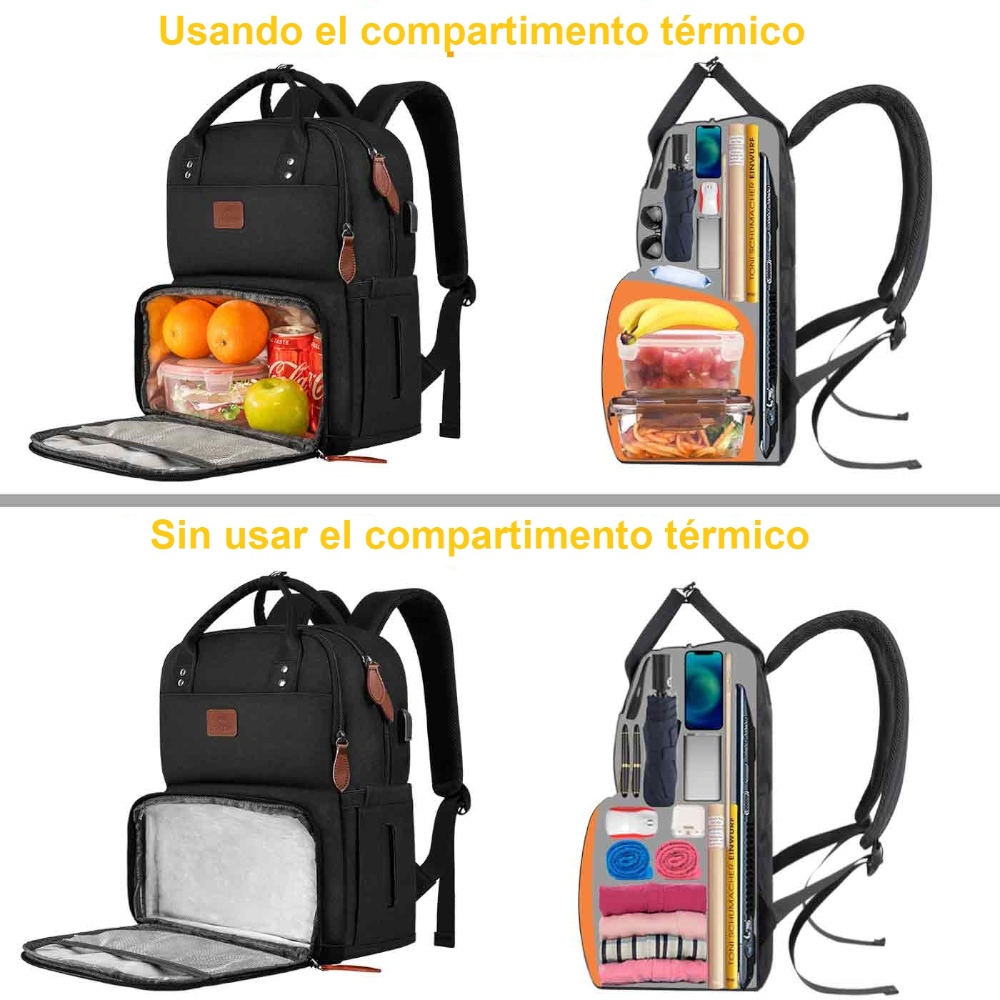 MOCHILA MATEIN 1162 TERMICA CLASICO LONCHERA USB PORTALAPTOP 15.6 - 5