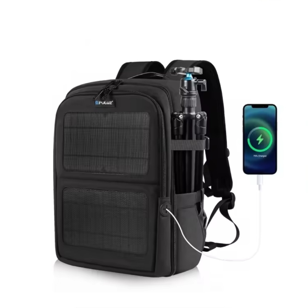 MOCHILA CON PANEL SOLAR PULUZ 5018 FOTOGRAFICA DSLR CAMARA DOBLE USB - 1