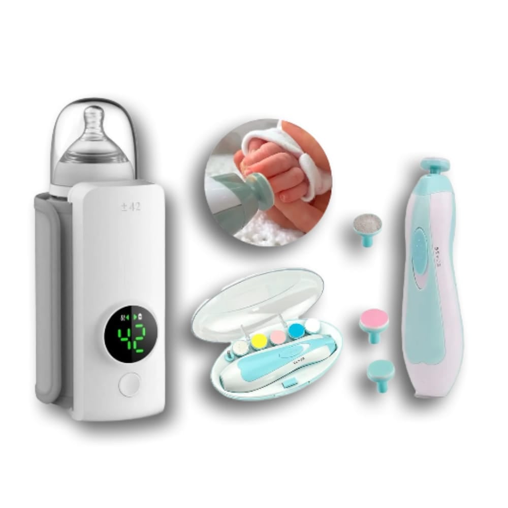 CALENTADOR RECARGABLE DE BIBERÓN + LIMADOR DE UÑAS PARA BEBÉ CELESTE - 1