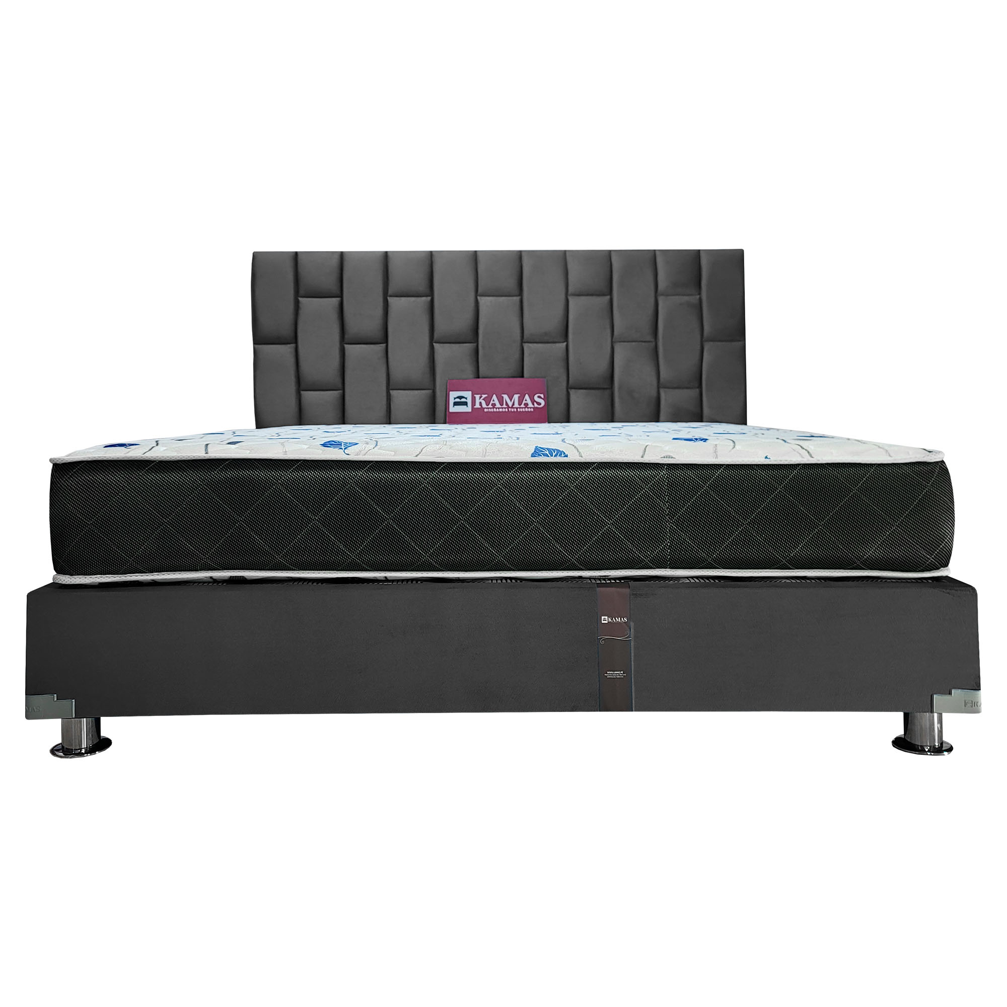 DORMITORIO KAMAS KING SARKI + CABECERA AÉREA MESHLOCK - GRIS OSCURO - 1
