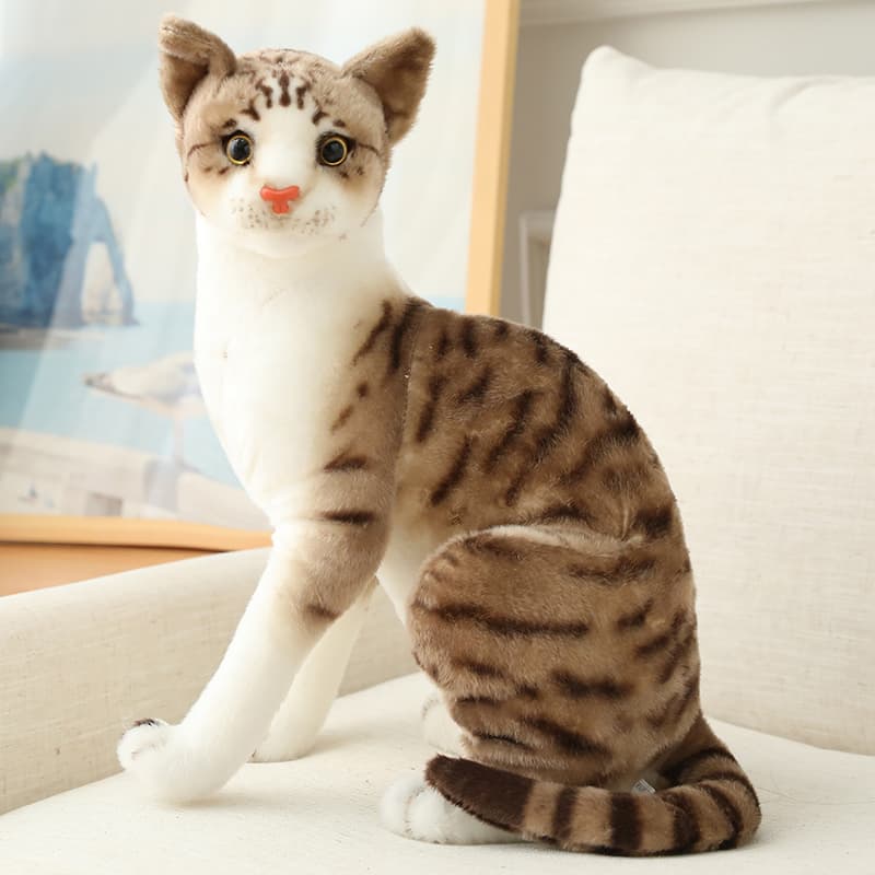 PELUCHE GATO REALISTA GRIS 35CM - 1