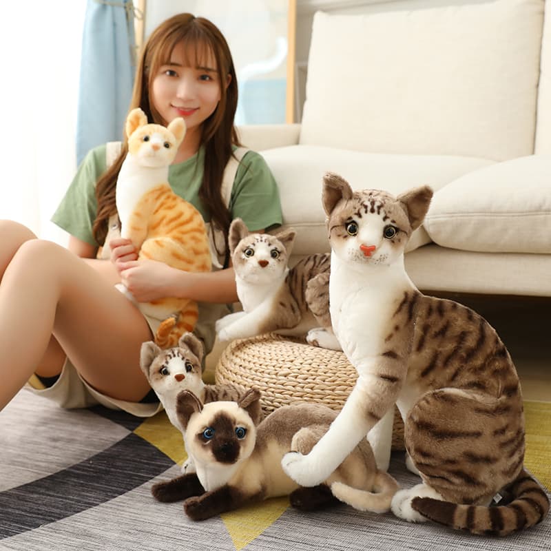 PELUCHE GATO REALISTA GRIS 35CM - 2