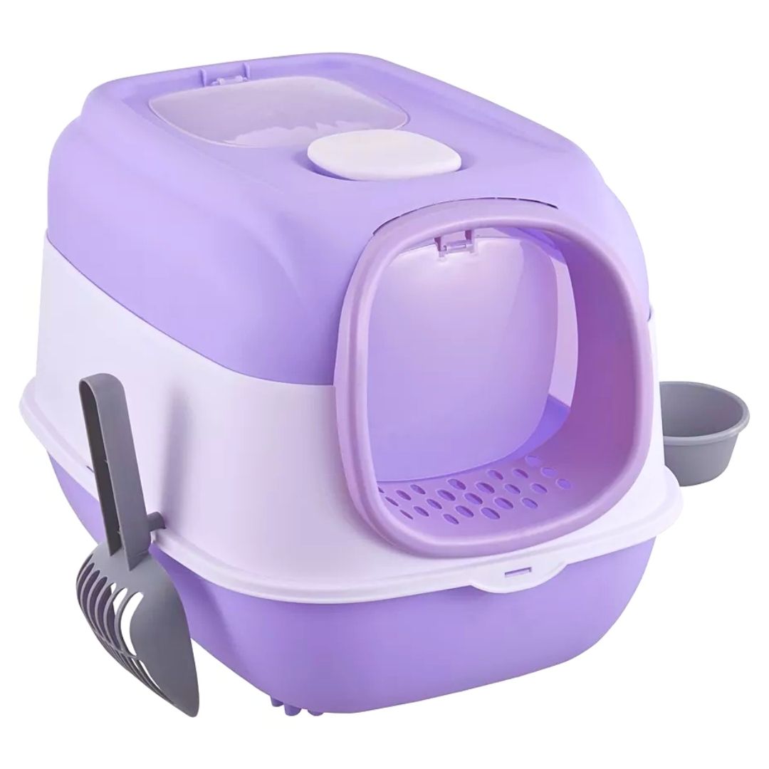 ARENERO LED DOBLE PUERTA PARA GATOS CONTRA BACTERIAS LILA - 2