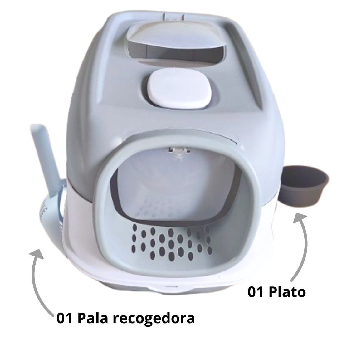 ARENERO LED DOBLE PUERTA PARA GATOS CONTRA BACTERIAS GRIS - 2