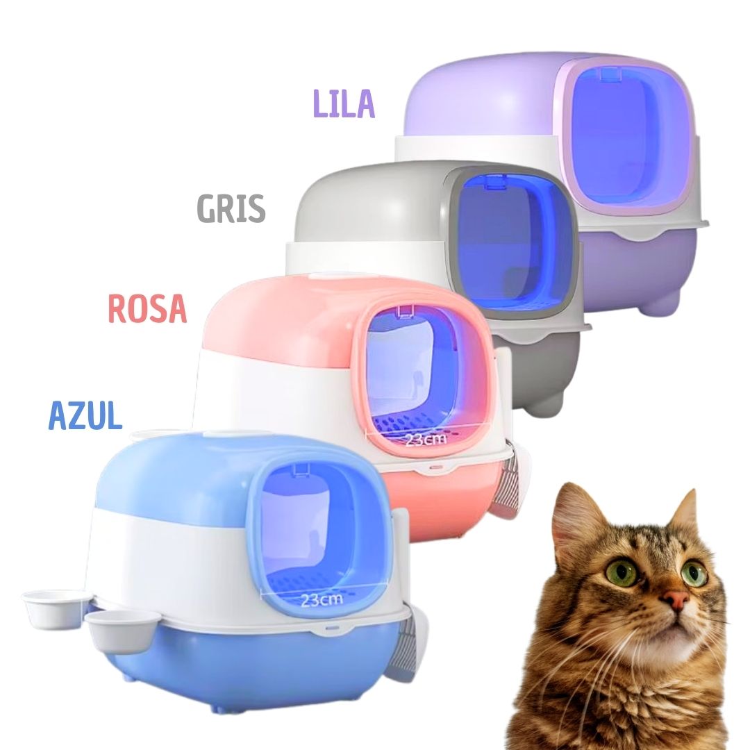 ARENERO LED DOBLE PUERTA PARA GATOS CONTRA BACTERIAS GRIS - 6