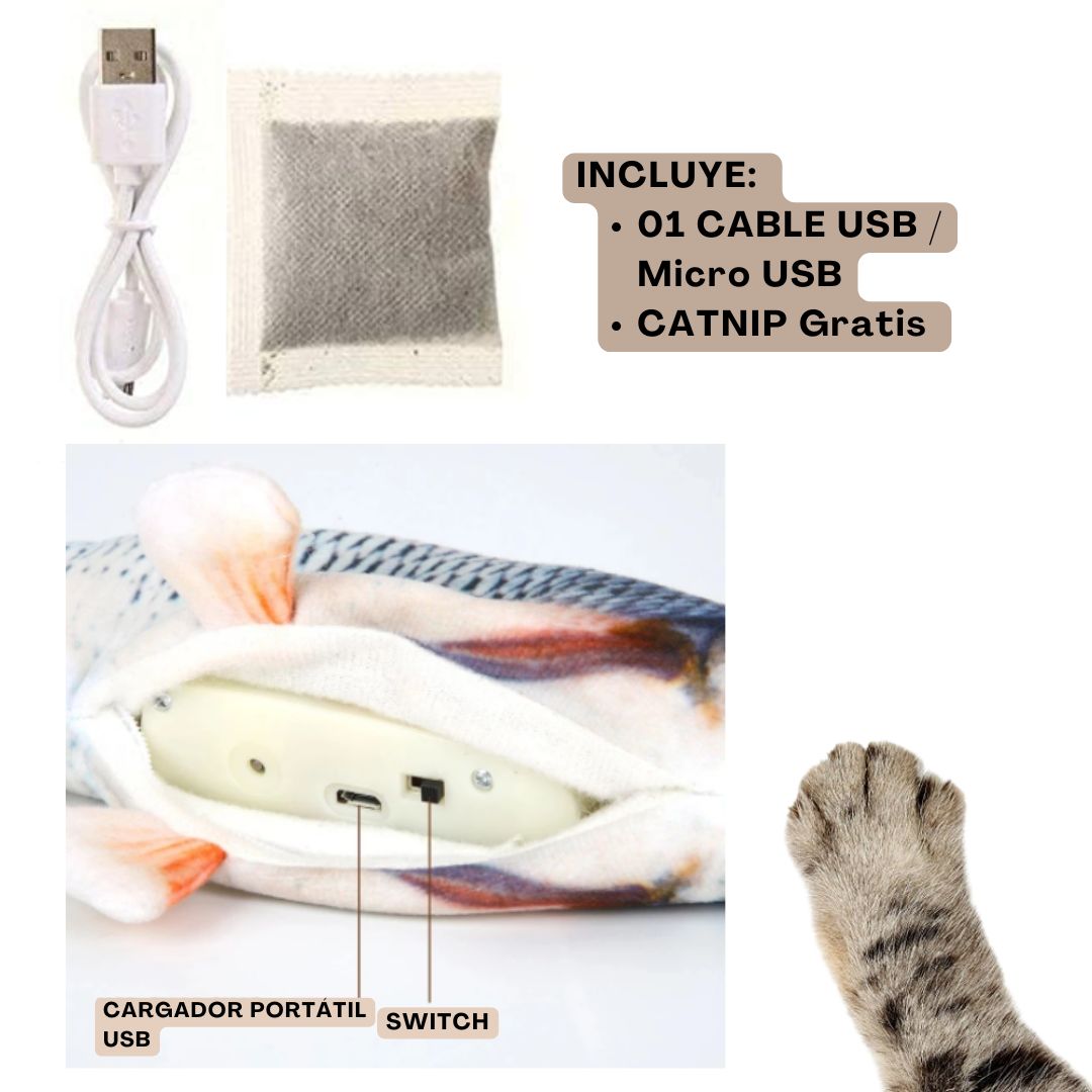 PESCADO ELECTRÓNICO CON SENSOR MOVIMIENTO PARA GATO MODELO 3 - 4