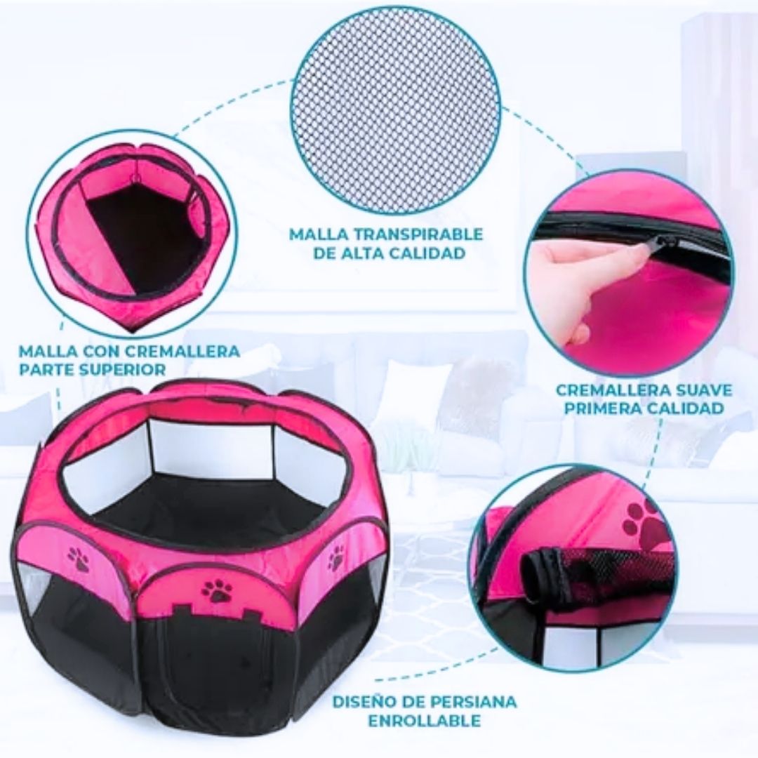 CORRAL PLEGABLE L PARA MASCOTAS ROSA - 3