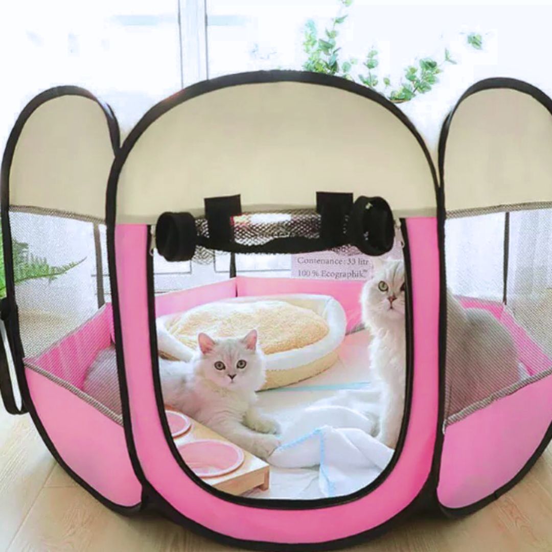 CORRAL PLEGABLE XXL PARA MASCOTAS MARRÓN - 2