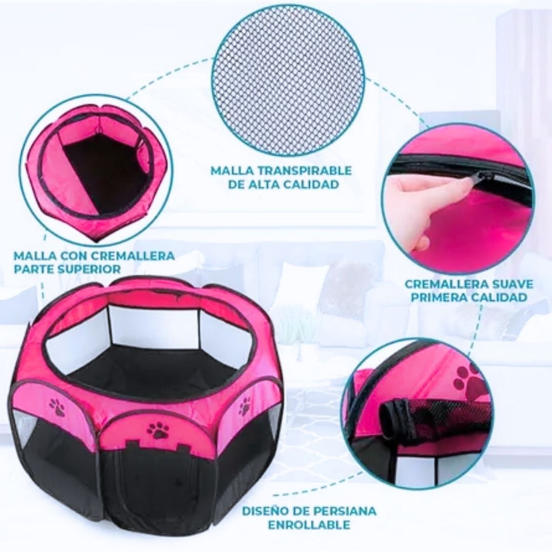CORRAL PLEGABLE XXL PARA MASCOTAS MARRÓN - 3
