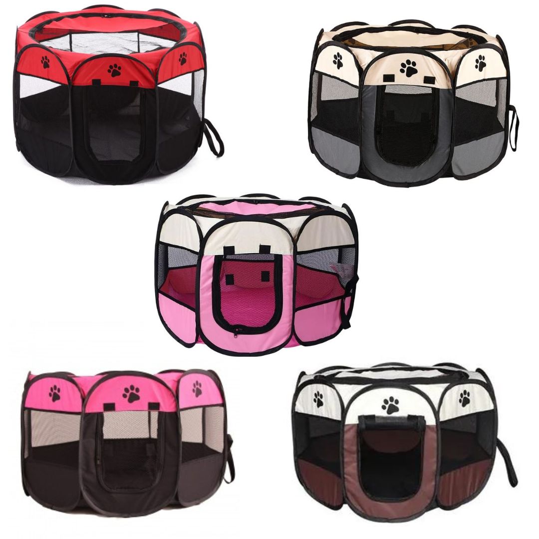 CORRAL PLEGABLE XXL PARA MASCOTAS MARRÓN - 5