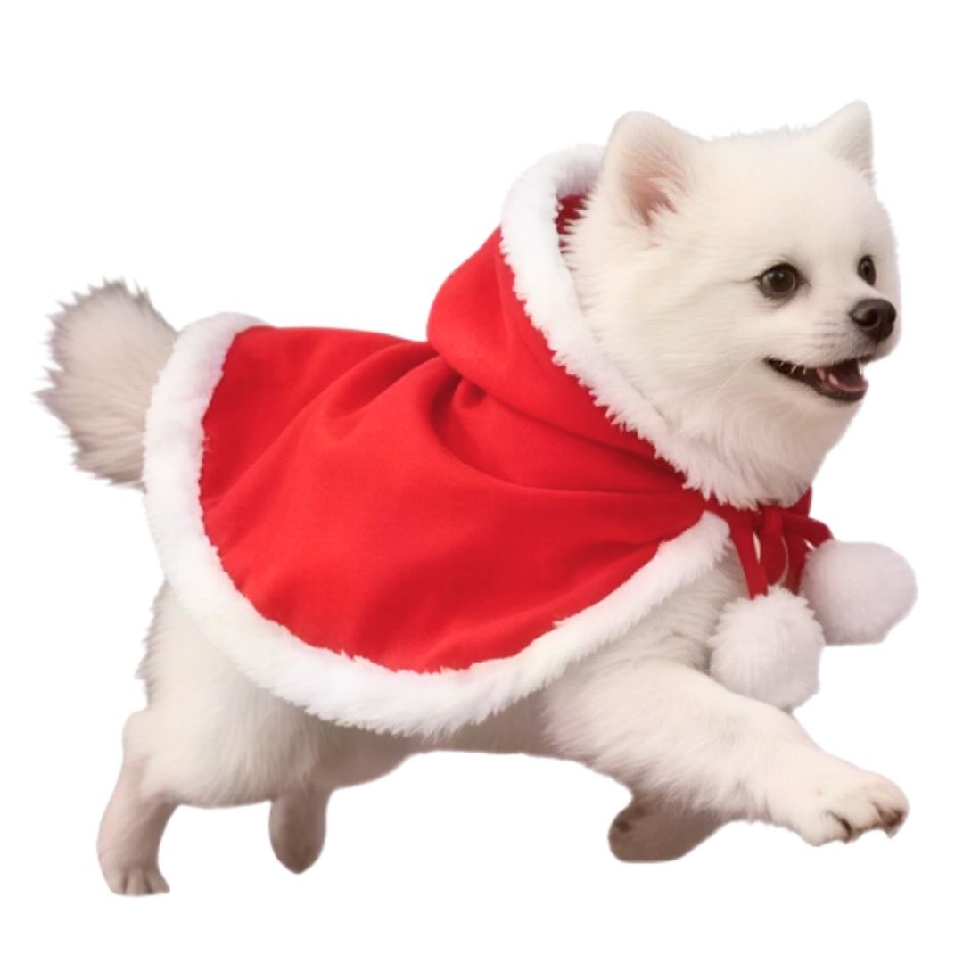 CAPA CON CAPUCHA Y LAZO AJUSTABLE PARA NAVIDAD PARA MASCOTAS TALLA L - 5