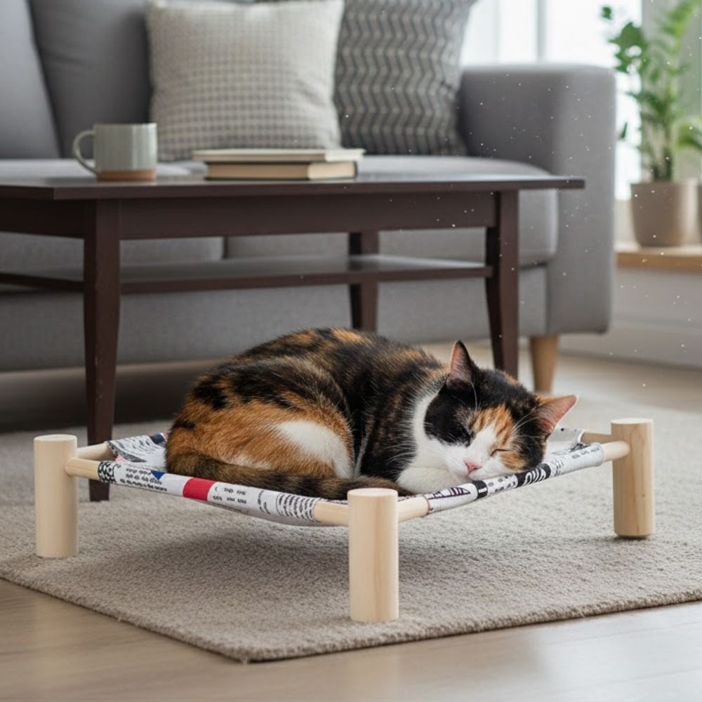 CAMA HAMACA ELEVADA DE BAMBÚ PARA MASCOTAS DISEÑO 4 - 4