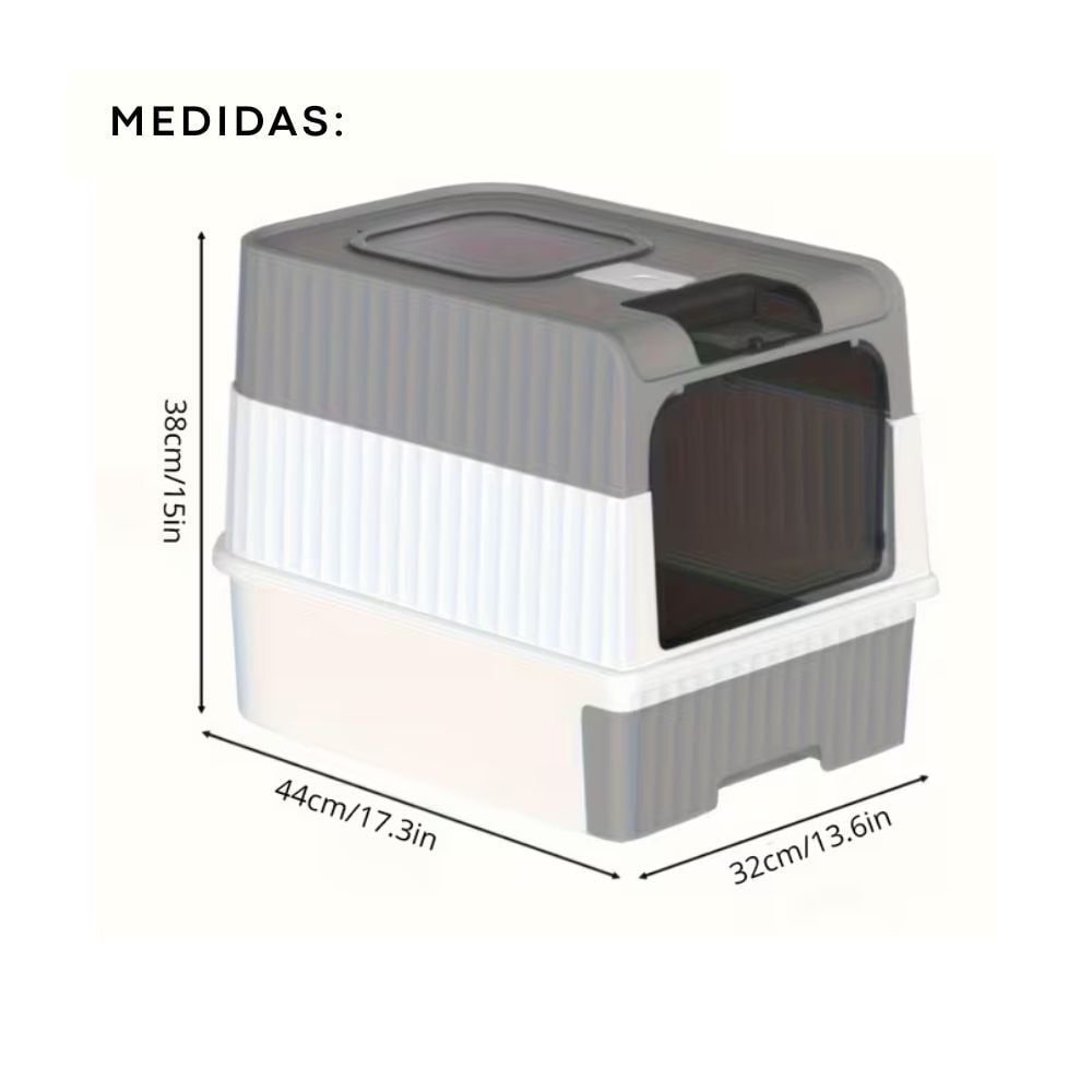 ARENERO BOX LED ANTIBACTERIAL DOBLE PUERTA CON FILTRO Y BANDEJA EXTRAÍBLE GRIS PARA MASCOTAS - 2