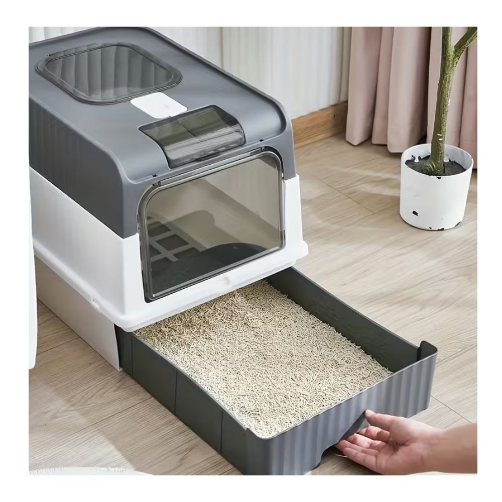 ARENERO BOX LED ANTIBACTERIAL DOBLE PUERTA CON FILTRO Y BANDEJA EXTRAÍBLE GRIS PARA MASCOTAS - 5