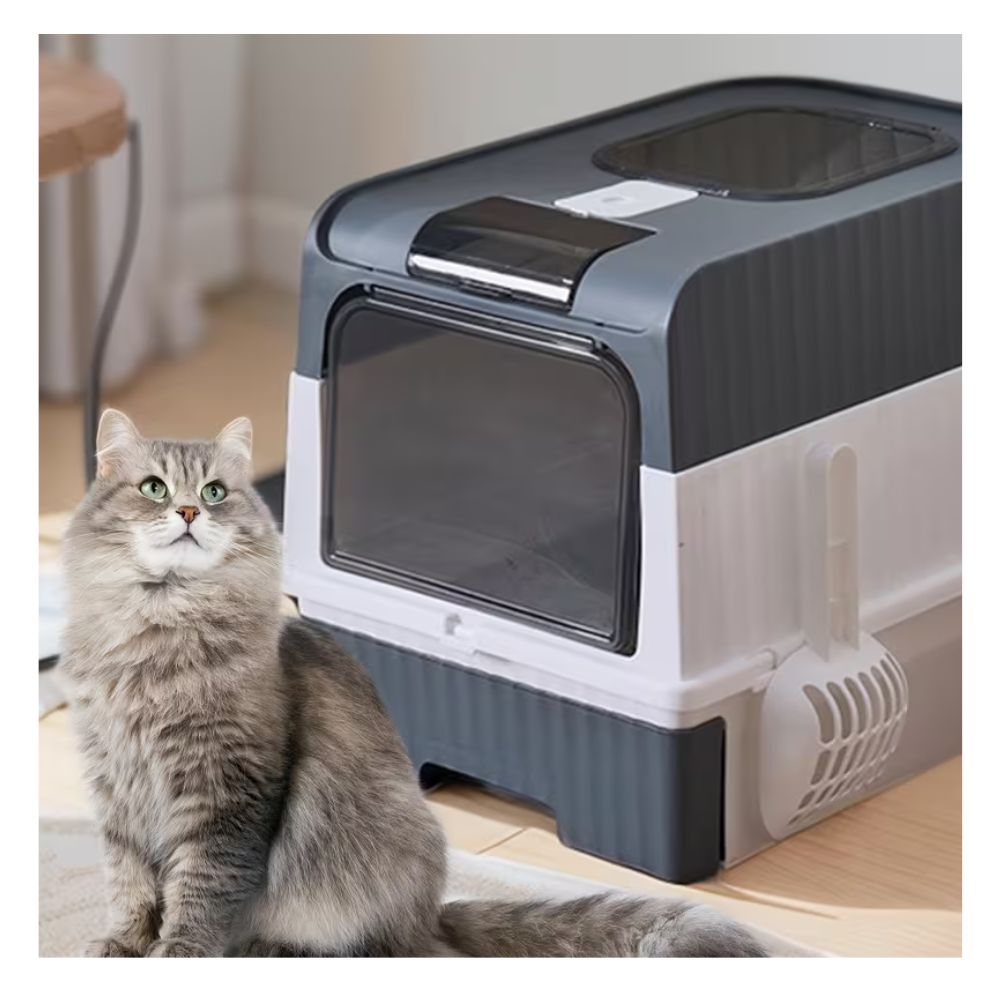 ARENERO BOX LED ANTIBACTERIAL DOBLE PUERTA CON FILTRO Y BANDEJA EXTRAÍBLE GRIS PARA MASCOTAS - 8