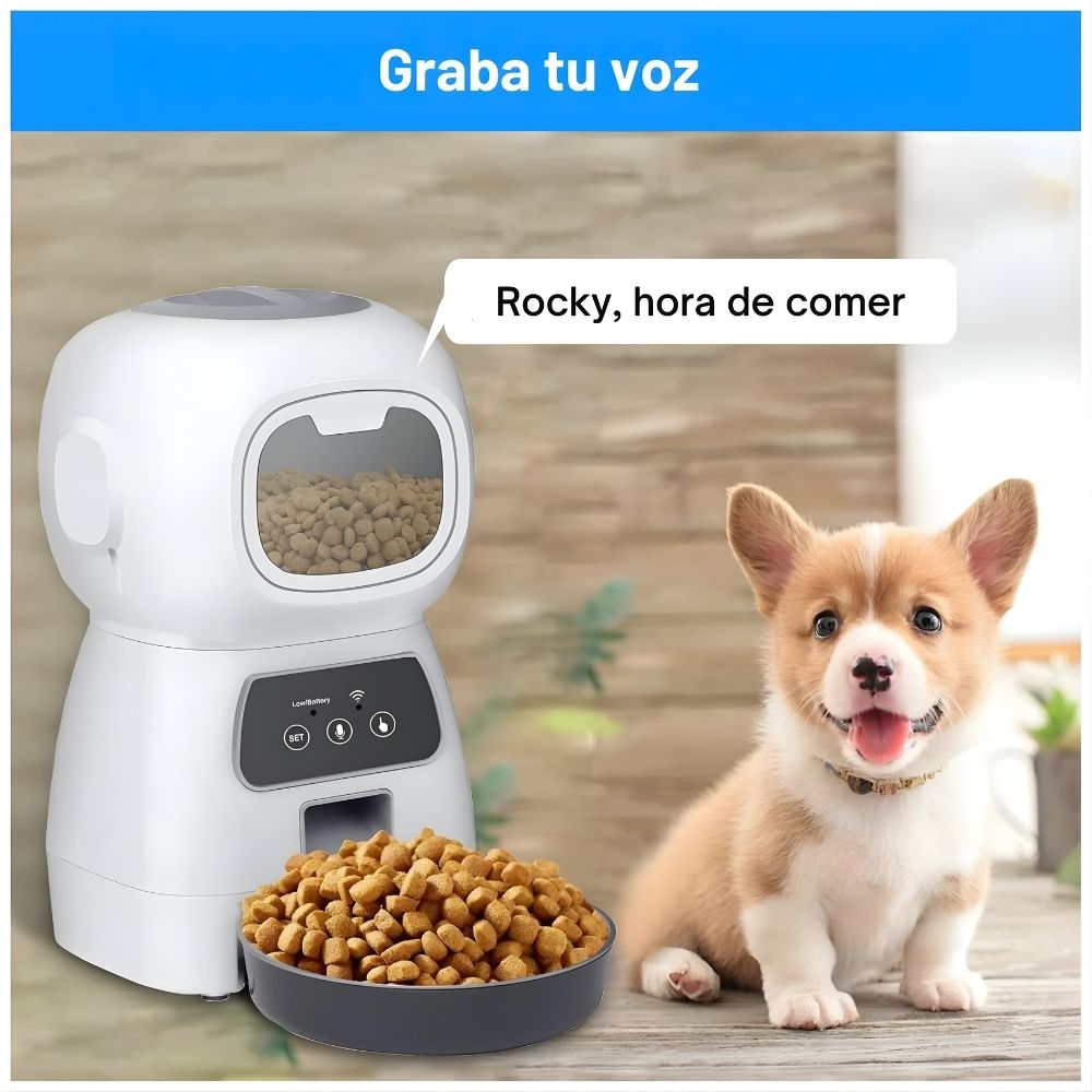 ROBOT GRABADOR DE VOZ DISPENSADOR DE COMIDA INTELIGENTE PARA MASCOTAS - 2