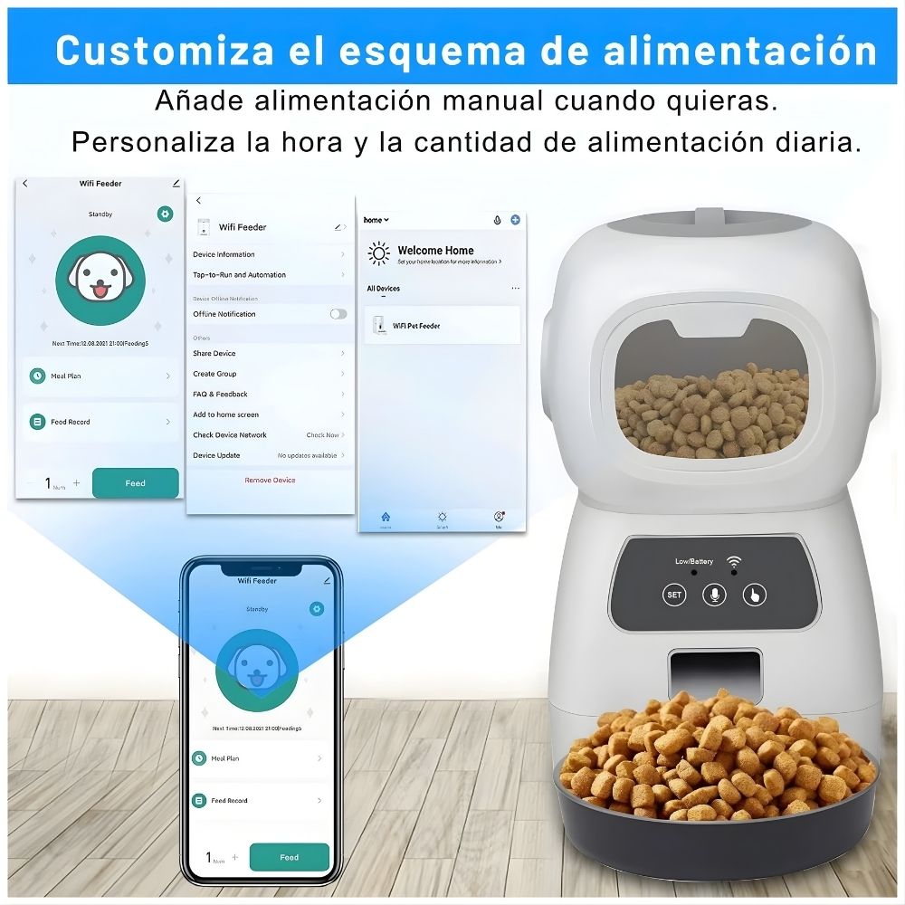 ROBOT GRABADOR DE VOZ DISPENSADOR DE COMIDA INTELIGENTE PARA MASCOTAS - 5