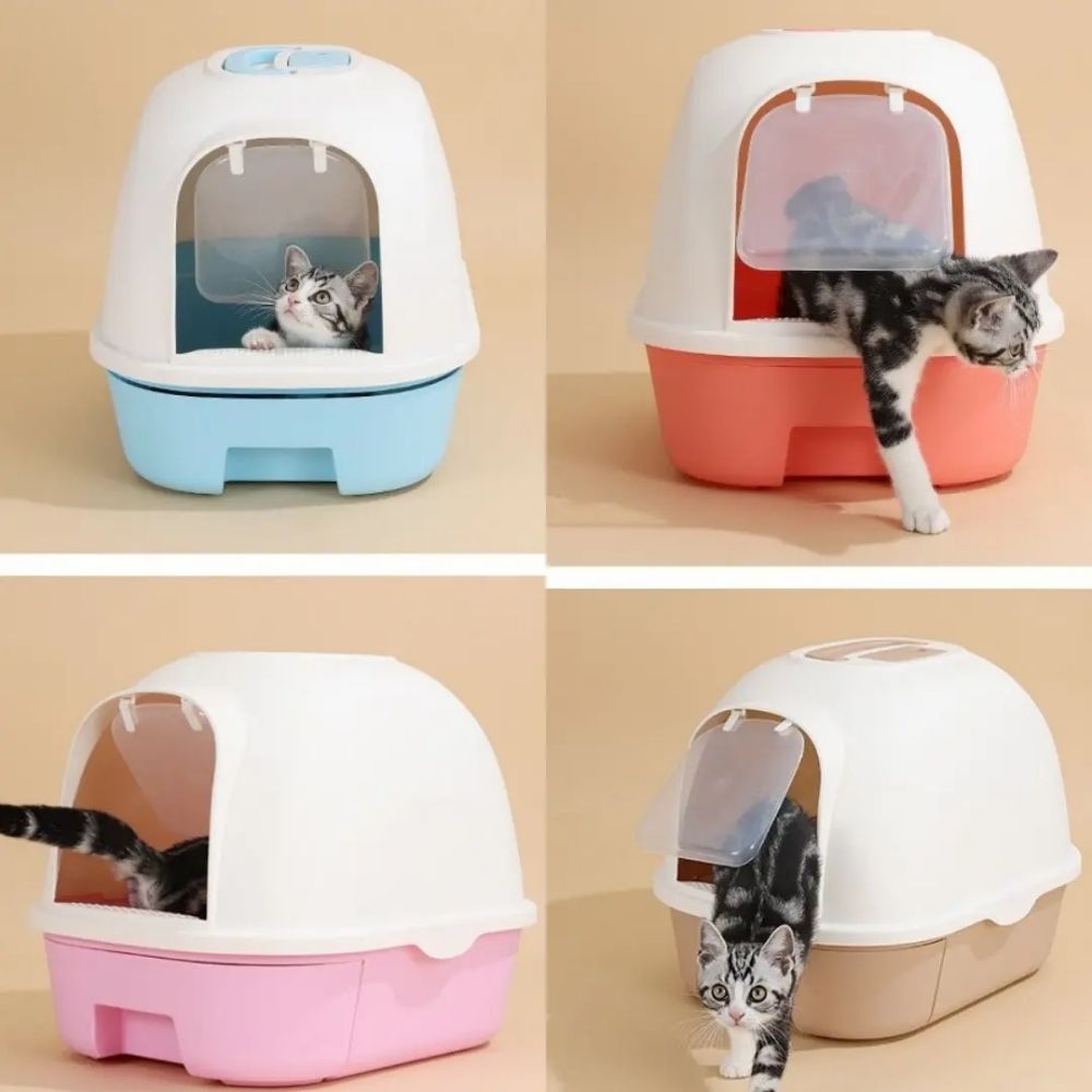ARENERO IGLÚ GRANDE CON BANDEJA EXTRAÍBLE PARA GATOS ROSA - 2